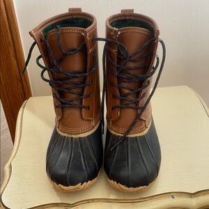 Brown and Black Duck Boots